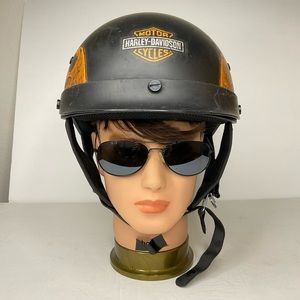 Harley-Davidson® Women’sWheeler M04 Black Matte/OrangFlames XS Helmet HD-MO4 DOT